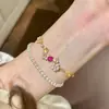 Pulsera Flor de Diamantes de Colores Dopamina para Mujer, Nuevo Modelo 2026, Joyería de Lujo de Alta Gama de Nicho Exquisita Apilable