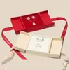 Joyería de Gama Alta Estilo Chino Collar Anillo Pendientes Caja de Joyería Cinta Voltear Doble Apertura Caja de Joyería Caja para Empacar Regalo