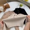 [En stock] Camisa básica de cuello medio alto para niña bebé, camisa de punto nueva de otoño para niños, traje de suéter sencillo para niñas