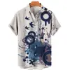 Interjin Meike Multi-aliexpress 2023 Verão Nova Moda Masculina Solta Estampa 3D de Guitarra Camisa de Manga Curta
