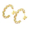 Pendientes de Acero Inoxidable con Forma de C, Modernos y de Estilo Retro, Incrustados con Perlas; Pendientes Sencillos y de Lujo de Acero de Titanio, Imitación de Perla; Al por Mayor en Stock