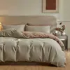 Juego de Cama de Cuatro Piezas de Algodón Puro de Lujo Ligero de Gama Alta Funda Nórdica de Algodón Puro Simple Forro Polar Cepillado Espeso Sábana Bajera Sábana Plana Ropa de Cama Cálida para Dormitorio