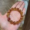 Pulsera de cristal de torre amarilla natural Qiaoen para mujer, partículas grandes, este año, sangre de toro, flor de pegamento rojo, pulsera de la fortuna, salida de fábrica