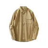 Camisa de Trabajo de Manga Larga Pesada Americana para Hombre Otoño y Primavera Nueva Bolsillo Alta Gama Casual de Negocios Chaqueta Camisa Hombre