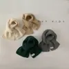 Bufanda Infantil Estilo Otoño e Invierno Color Sólido Etiqueta Pequeña Bufanda de Punto a la Moda Tendencia para Viaje de Bebé Cubrecuellos Cálido Invierno