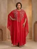Fornecimento Direto da Fábrica Vestido Bubu de Alta Qualidade com Strass e Pedraria em Chiffon Vestido Longo Elegante Tamanho Plus Cross-Border