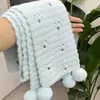 Bufanda de Lana de Malvavisco de 6 Hebras Tejida a Mano DIY Bufanda de Gofre de Corazón Nube Leche Mousse