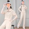 Camiseta de Solapa de Moda de Manga Corta para Mujer Pantalones de Pierna Ancha Conjunto de Dos Piezas 2025 Verano Nuevo Traje Deportivo Casual
