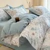 Juego de cuatro piezas estilo vintage de algodón cepillado Clase A, sábana y funda de edredón de algodón grueso para otoño, venta al por mayor de ropa de cama Nantong