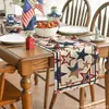 Bandeira de Mesa do Dia da Independência Americana Decoração de Cozinha Toalha de Mesa Americana Linho Estampado Utensílios de Mesa Lugar Americano Toalha de Mesa para Gabinete de TV