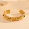 Pulsera Asimétrica Elegante Europea y Americana de Acero de Titanio con Forma de Hoja Muerta, Forma de Raíz de Loto, Estilo Retro Múltiple, Ojo de Bola de Acero Inoxidable para Mujer