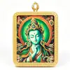 Venda por atacado direto da fábrica: Pingente Thangka Tara Pintado à Mão com Cravação de Diamantes, Pingente Tara Branca, Estilo Unissex, Verde Tara Artístico Criativo Leve