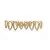 Grillz de hip-hop, popular diseño hueco en forma de lágrima, completamente incrustado con circonia microincrustada, nuevo accesorio de rap estilo callejero para marcadores de tendencias