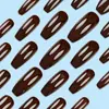 Uñas Postizas de Color Café Oscuro Más Vendidas con Acabado Brillante UV para Comercio Exterior, Arte de Uñas Atmosférico de Gama Alta, Uñas Postizas Versátiles de Color Sólido