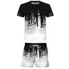 Traje de dos piezas para hombre, camiseta de manga corta con estampado digital, pantalones cortos y talla grande, deportivo, informal, de comercio exterior transfronterizo