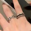 Anillo de moda personalizado de estilo coreano con diseño de nariz de cerdo de doble capa, brillante, con giro grueso y estilo nicho desgastado.