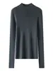 Suéter de Punto Canalé para Mujer, Cuello Medio Alto, Otoño Invierno, Adelgazante, Canalé Vertical, Capa Base Elástica, Suéter Interior