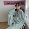 Pijamas de mujer de otoño e invierno de manga larga, estilo coreano dulce, bonitos, de primavera, para mujer, talla grande, ropa mensual, traje posparto para el hogar.