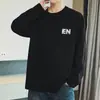 Camiseta de Algodón Puro de Peso Pesado de 260g para Hombre, Camiseta Interior de Manga Larga con Estampado de Letras de Moda