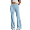 Calças pantalona de outono transfronteiriças de cintura alta com cordão para mulheres, elásticas, justas, com caimento solto, microflare, estilo esportivo europeu e americano