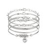 Anklet de cadena punk con cuentas de amor transfronterizo europeo y americano, conjunto de tobillera con cadena de hueso de serpiente de personalidad hip hop, joyería para tobillo