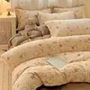 Conjunto de Quatro Peças para Quarto em Lã de Leite Espessa de Alta Qualidade Classe A Conjunto de Lã Quente Antiestático Tridimensional Esculpido de Lado Duplo de Inverno