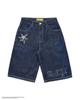 Shorts de Mezclilla Bordados con Calavera de Llama Estilo High Street Americano para Hombre Marca Trendy Y2K Jeans de Pierna Ancha Sueltos Venta al por Mayor