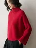 Suéter de Cachemira para Mujer de Color Sólido Irregular, Jersey Grueso Holgado, Versátil y Cálido