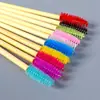 Cepillo Desechable para Pestañas con Mango de Bambú Varilla de Bambú de Colores Peine para Pestañas Cepillo para Cejas Cepillo de Tornillo Herramienta para Injerto de Pestañas