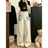 Jeans de Retazos con Estampado de Leopardo de Moda para Mujer, Nuevo Estilo Otoño, Diseño con Remaches, Pierna Ancha, Corte Holgado, Pantalones Largos Versátiles