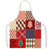 Delantal de regalo de Navidad, delantal festivo con estampado patchwork de Santa Claus y muñeco de nieve, delantal casero a prueba de aceite