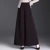 Calças Femininas Novas Outono e Inverno 2026 com Efeito Drapeado, Calça-Saia Wide Leg, Calças Longas Versáteis de Cintura Alta, Calças de Perna Larga