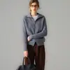 Nuevo cárdigan de punto de cachemira para otoño e invierno, moderno, suave, cómodo, de color liso, con cuello de solapa y cremallera, estilo coreano, diseño simple para mujer