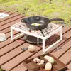 Suporte para fogão de acampamento, suporte portátil para fogueira de camping, prateleira de armazenamento para churrasco, prateleira de malha estendida, suporte para panelas