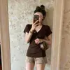 Camiseta Básica de Manga Corta de Algodón Puro Color Sólido Estilo Coreano Dulce para Mujer, Paquete de 40, Top de Moda de Verano con Cuello en V