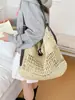 Bolso de Paja Hueca de Verano para Mujer 2026 Nuevo Gran Capacidad Bolso de Hombro Tejido Estilo Vacaciones en la Playa Bolso de Playa