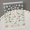 Pegatinas de Arte para Uñas Flor Blanca Pintada a Mano 5D Estampadas Estéreo Flor Fresca de Cinco Pétalos Pegatinas para Uñas DIY Estilo CA