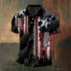 Polo de Verano de Moda Transfronteriza Europea y Americana con Cremallera y Combinación de Colores con Estampado 3D para Hombre, Polo Deportivo