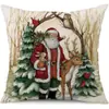 Juego de Fundas de Almohada Transfronterizas para Navidad Europea y Americana, Funda para Cojín de Sofá de Sala de Estar, Funda para Almohada de Cintura con Reno Papá Noel Árbol, Suministro de Fábrica