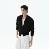 Estilo Old Money Cárdigan de Punto Elegante Ajustado Unisex de Manga Larga Abrigo Cleanfit Primavera Otoño