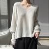 77% Caxemira 23% Blusa de Tricô Leve para Mulheres Decote V Estilo Preguiçoso 2023 Novo Suéter de Caxemira