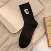 Calcetines bordados con la letra C, calcetines de lana para mujer hasta la pantorrilla, engrosados para abrigar en otoño e invierno, mezcla de cachemira, estilo preppy, calcetines largos para invierno