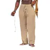 Transfronterizo 2024 Amazon deseo Nuevo Lino Holgado Hombres Simple Moda Color Sólido Casual Algodón y Lino Pantalones