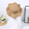 Bolsa de balde tecida à mão, bolsa transversal de palha para praia, conjunto de chapéu de sol de palha de verão para crianças com franja ondulada