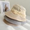 Sombrero de Pescador de Lino Imitación de Seda de Morera de Lujo Ligero para Mujer Verano Sombrero de Copa de Seda Ligera con Lazo Sombrero de Paja con Visera para el Sol