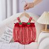 Ropa de Bolsa Pedos Verano Ropa de Bebé Niñas Cuadros Fresa Harper Delgada sin Mangas Body Portabebés Ropa para Trepar de Bebé