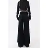Calça Jeans Wide Leg Preta de Cintura Alta para Mulheres, Tamanho Plus Size de Inverno, Figura em Formato de Pera, Solta e Emagrecedora, Calça Flare de Nicho para Outono