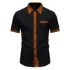 Comercio Exterior Transfronterizo 2026 Amazon Nueva Camisa Trendy de Bloques de Color para Hombre Manga Corta Aliexpress Venta al por Mayor Dropshipping