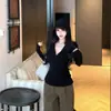 Comercio Exterior Ropa de Mujer Toma Real Estilo Coreano Ajuste Delgado Cárdigan de Punto con Capucha Nuevo Estilo Otoño Temprano Manga Larga Fina Top Casual para Mujer
