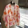 Elegante bufanda de seda floral para mujer, chal de protección solar para viajes de verano, bufanda fina de algodón y lino estilo étnico